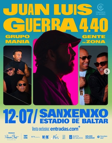 Juan Luis Guerra en Sanxenxo: Concierto con Grupo Mania y Gente de Zona
