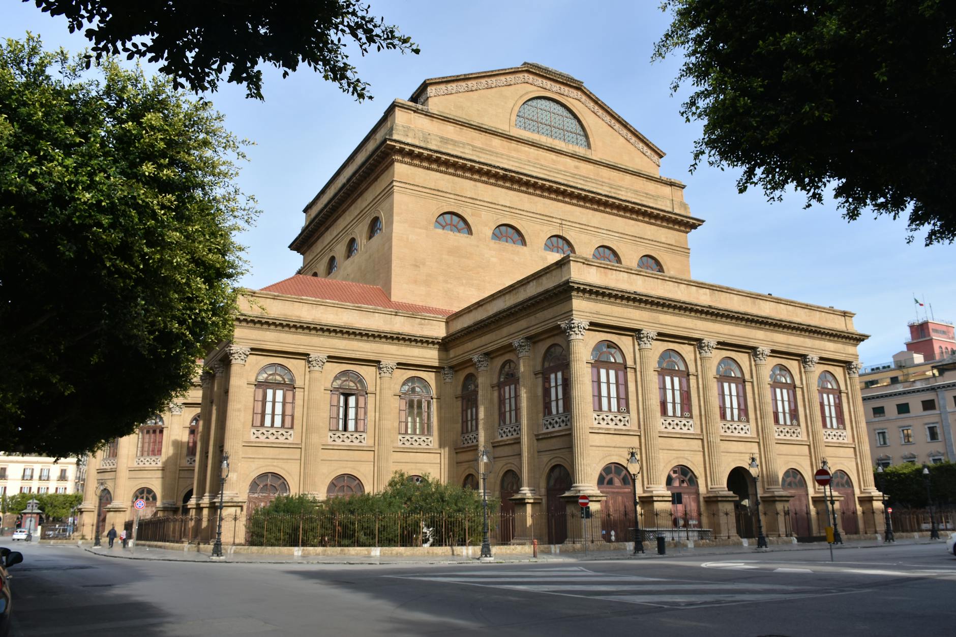A stunning view of Teatro Massimo, a landmark opera house in Palermo, Sicily, known for its classic architecture.